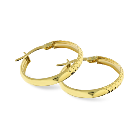Złote kolczyki kółka z grawerem pr. 585 - JubilerSezam.pl