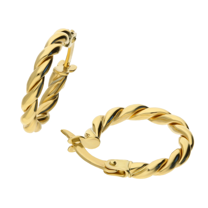 Złote kolczyki kółka plecione 13mm pr. 585 - JubilerSezam.pl