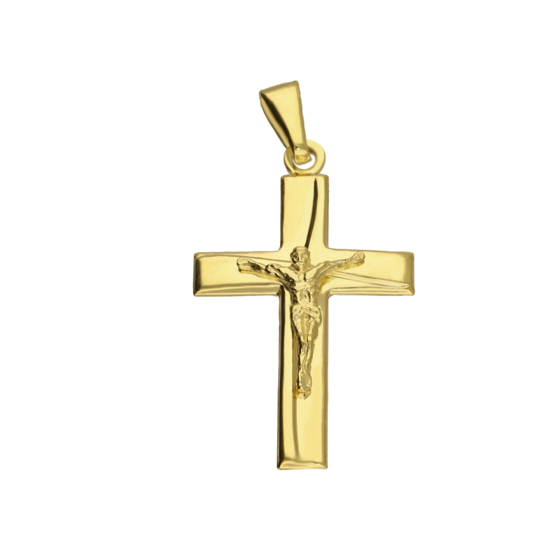 Pozłacany Krzyżyk z Jezusem - Symbol Wiary - JubilerSezam.pl