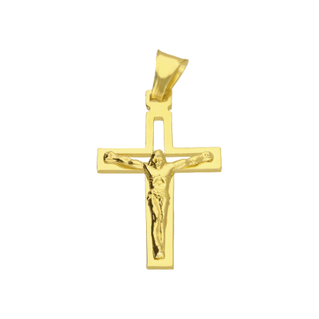 Pozłacany Krzyżyk Srebrny z Jezusem Chrystusem pr. 925 - JubilerSezam.pl