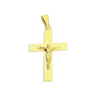 Pozłacany Krzyżyk Srebrny z Jezusem Chrystusem pr. 925 - JubilerSezam.pl