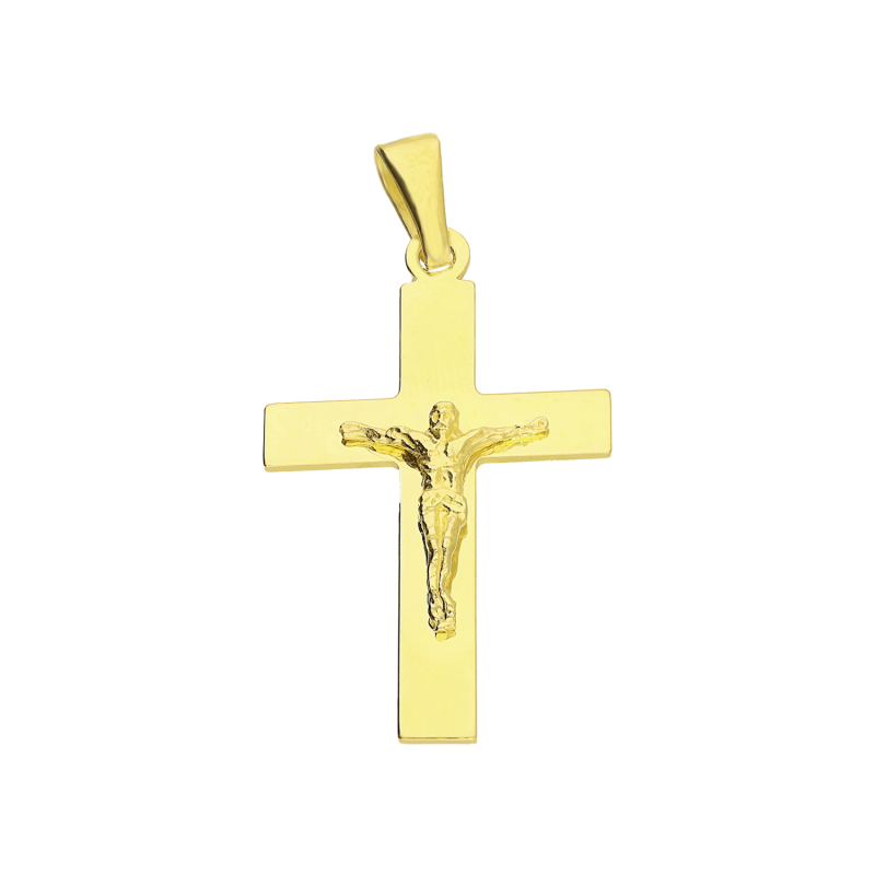 Pozłacany Krzyżyk Srebrny z Jezusem Chrystusem pr. 925 - JubilerSezam.pl