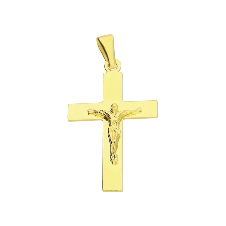 Pozłacany Krzyżyk Srebrny z Jezusem Chrystusem pr. 925 - JubilerSezam.pl