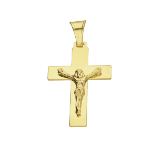Pozłacany Krzyżyk Srebrny z Jezusem Chrystusem pr. 925 - JubilerSezam.pl