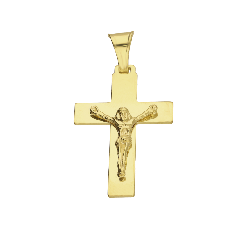 Pozłacany Krzyżyk Srebrny z Jezusem Chrystusem pr. 925 - JubilerSezam.pl
