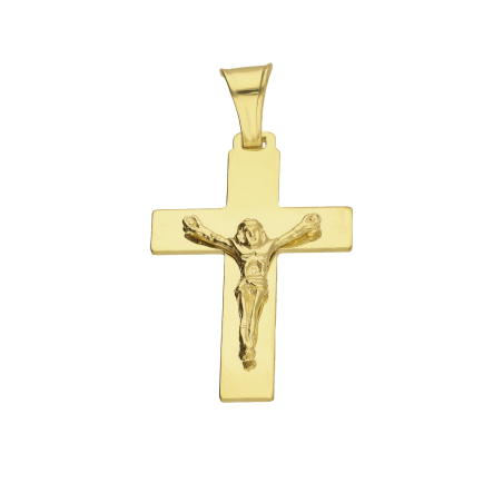 Pozłacany Krzyżyk Srebrny z Jezusem Chrystusem pr. 925 - JubilerSezam.pl
