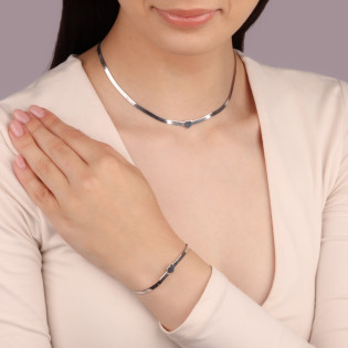 Bransoletka srebrna serce na taśmie pr. 925 - JubilerSezam.pl