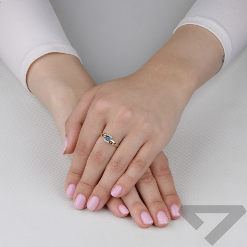 Pierścionek Zaręczynowy z Topazem i Diamentami pr. 585 - JubilerSezam.pl