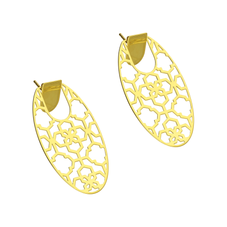 Pozłacane kolczyki ażurowe owale pr. 925 - JubilerSezam.pl