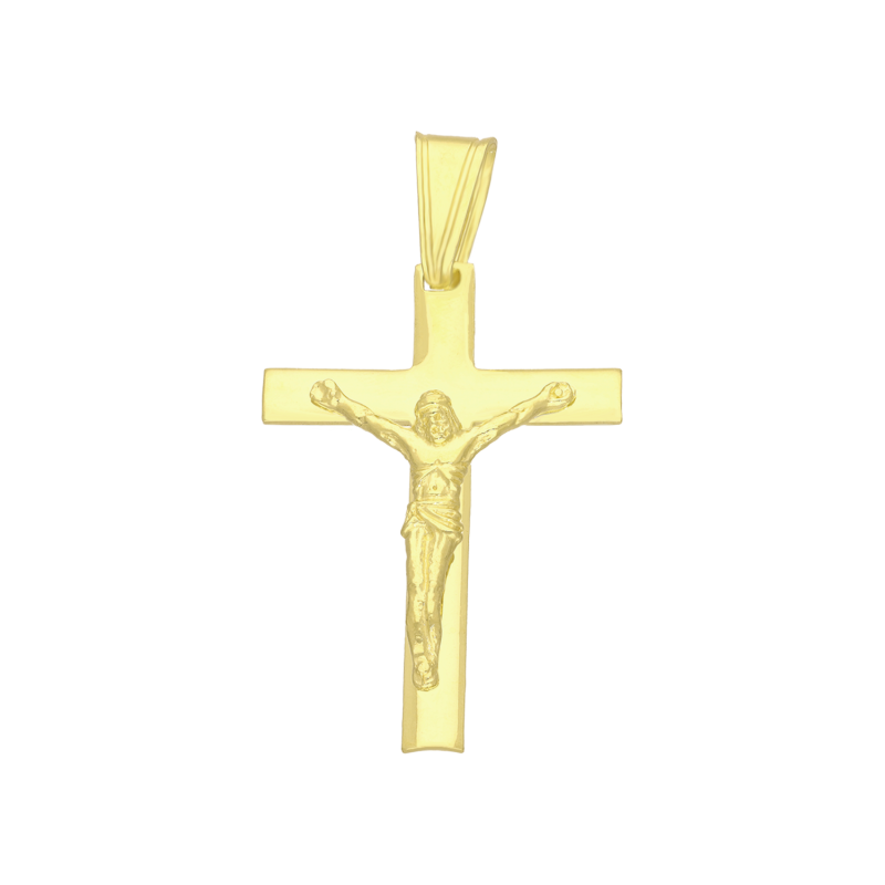 Pozłacany Krzyżyk Srebrny z Panem Jezusem pr. 925 - JubilerSezam.pl
