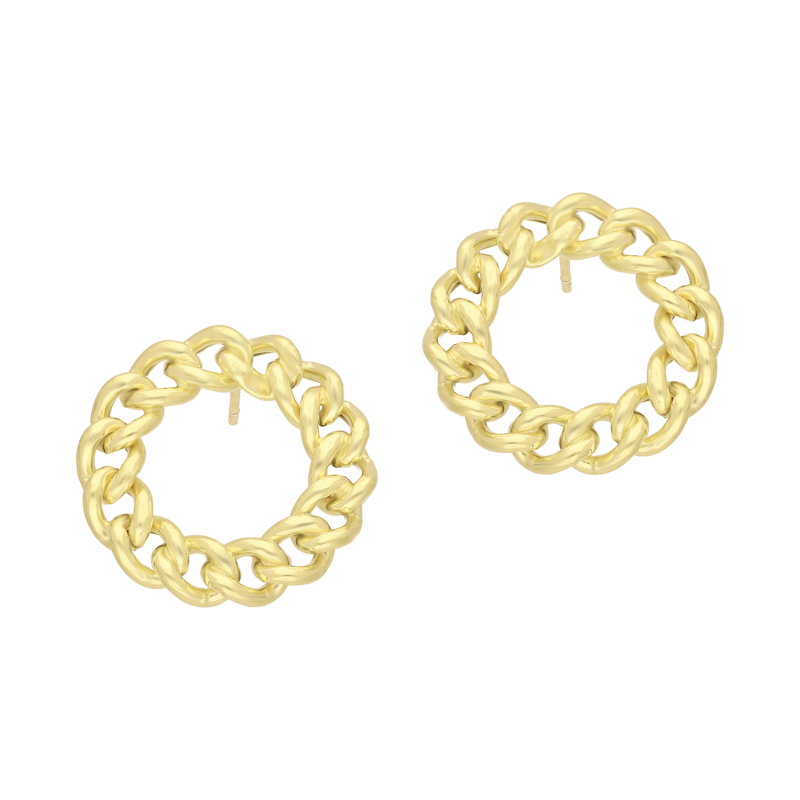 Kolczyki srebrne pozłacane koła pancer 20mm pr. 925 - JubilerSezam.pl
