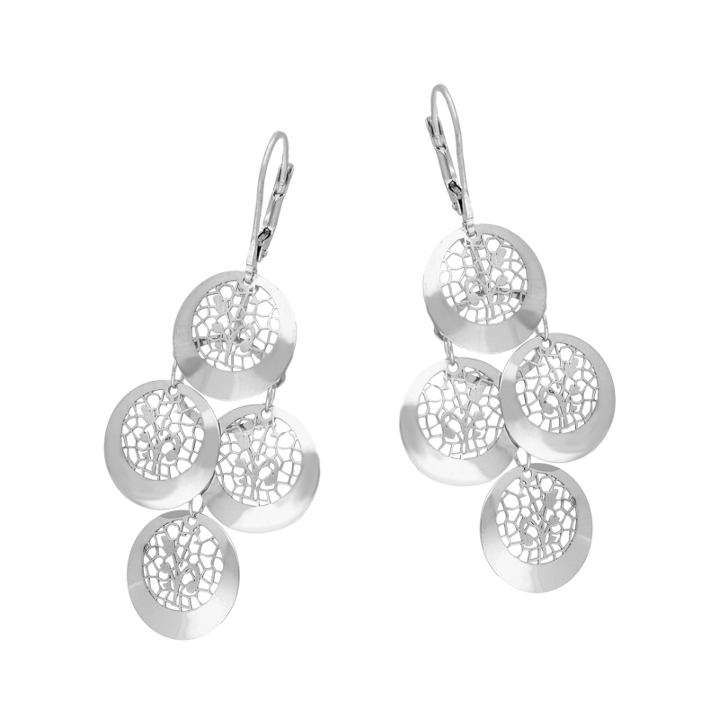 Srebrne kolczyki wiszące koła ornament pr. 925 - JubilerSezam.pl