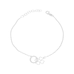 Srebrna Bransoletka Koniczynka i Kółko pr. 925 - JubilerSezam.pl