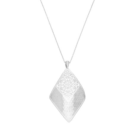 Srebrny Naszyjnik Romb Ornament Rolo pr. 925 - JubilerSezam.pl