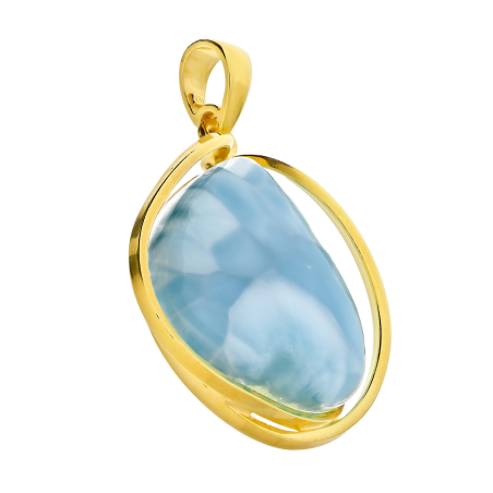 Pozłacana zawieszka srebrna Larimar Kropla pr. 925 - JubilerSezam.pl