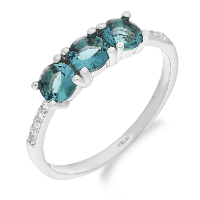 Srebrny Pierścionek z Cyrkoniami London Blue pr. 925 - JubilerSezam.pl