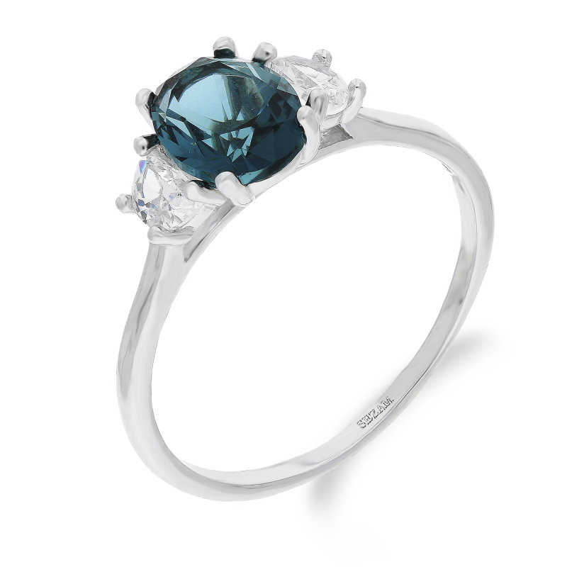 Srebrny Pierścionek z Cyrkoniami London Blue pr. 925 - JubilerSezam.pl