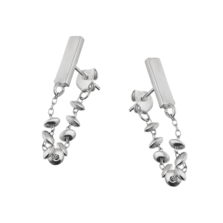 Srebrne kolczyki prostokąt i łańcuszek pr. 925 - JubilerSezam.pl