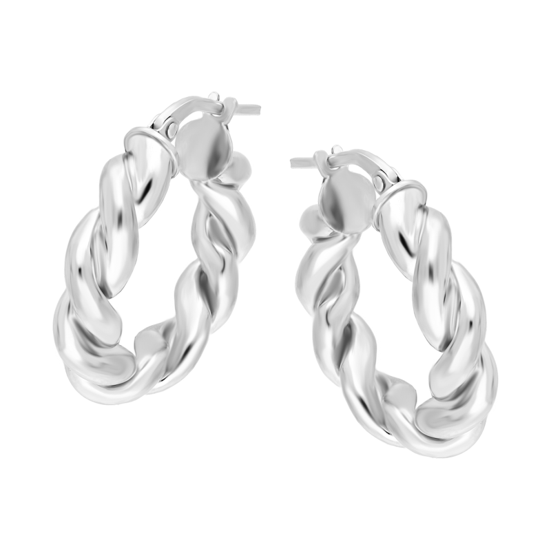 Srebrne Kolczyki Kółka Sznur 20mm pr. 925 - JubilerSezam.pl