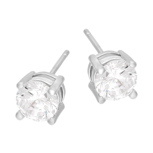 Srebrne Kolczyki z Cyrkonią 6mm - Klasyczna Elegancja - JubilerSezam.pl