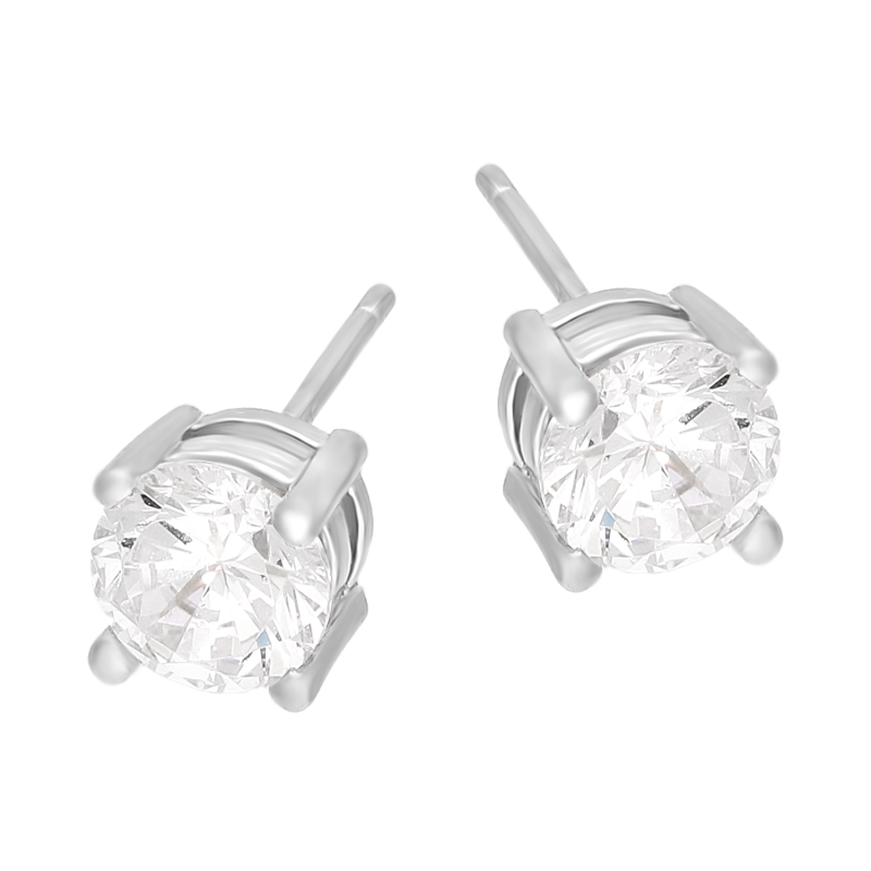 Srebrne Kolczyki z Cyrkonią 6mm - Klasyczna Elegancja - JubilerSezam.pl
