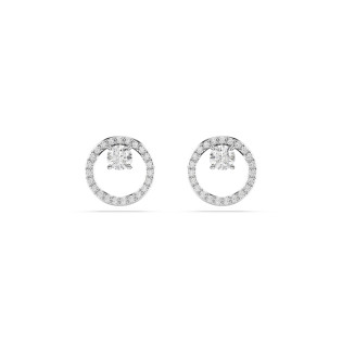 Kolczyki Swarovski zapinane na sztyft Constella, Szlif okrągły, Białe, Powłoka z rodu