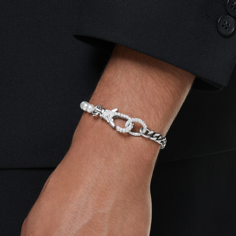 Bransoletka Swarovski Dextera, Oprawa brukowa, Kryształowa Perła, Biała, Powłoka z rodu