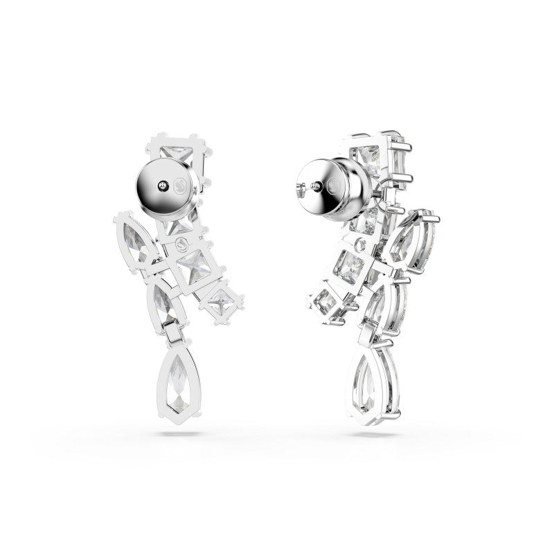 Długie Kolczyki Matrix Swarovski Białe Rodowane - JubilerSezam.pl