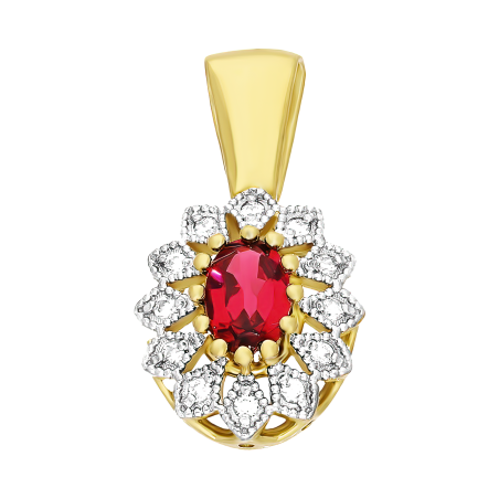 Złota zawieszka z rodolitem i diamentami pr. 585 KATE - JubilerSezam.pl