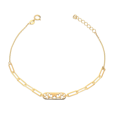 Złota Bransoletka z Blaszką Ornament pr. 585 - JubilerSezam.pl