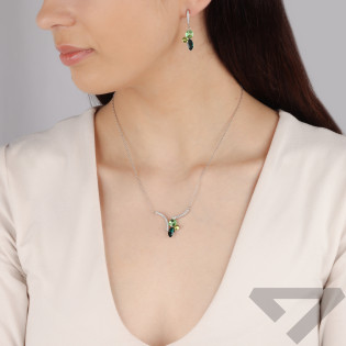 Srebrny Naszyjnik z Kryształami Swarovski Zielony - JubilerSezam.pl