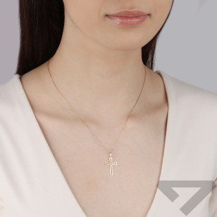 Złoty Krzyżyk z Cyrkonią pr. 585 - Elegancki Symbol - JubilerSezam.pl