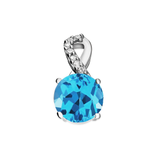 Srebrna zawieszka z topazem swiss blue i diamentami - JubilerSezam.pl