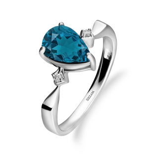 Srebrny Pierścionek z Topazem London Blue pr. 925 - JubilerSezam.pl