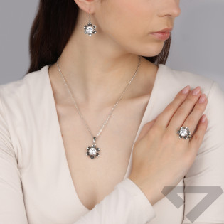 Srebrny Pierścionek Kwiat z Cyrkonią - JubilerSezam.pl