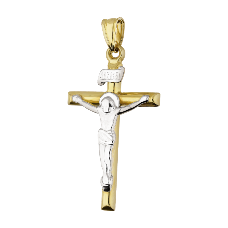Złoty Krzyżyk z Jezusem Pr. 585 - Symbol Wiary - JubilerSezam.pl