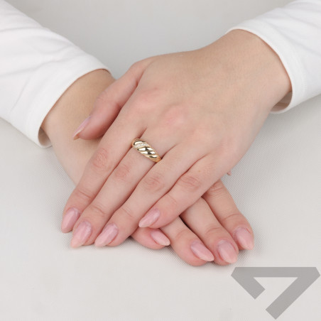 Złoty Pierścionek Beczułka z Cyrkoniami pr. 585 - JubilerSezam.pl