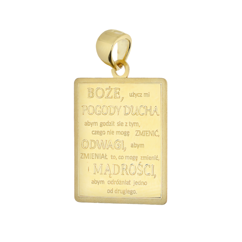 Medalik złoty blaszka z modlitwą o pogodę Ducha próba 585