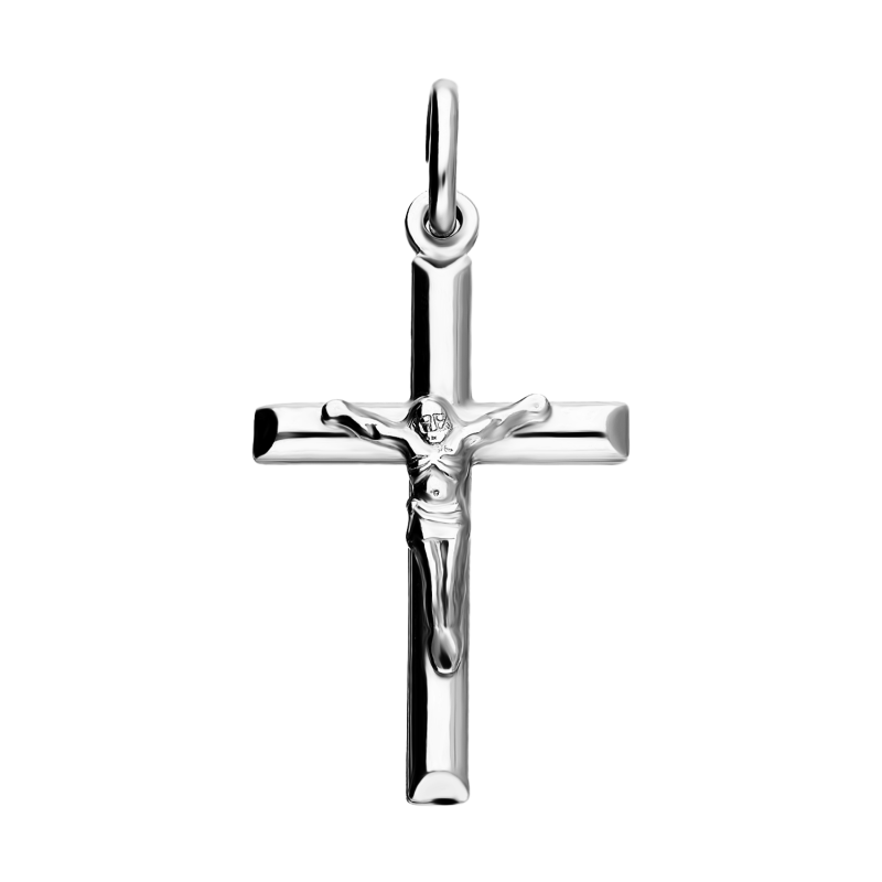 Srebrny Krzyżyk z Jezusem - Nowoczesny Design - JubilerSezam.pl