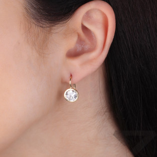 Złote kolczyki z cyrkonią 8mm - Klasyczna elegancja - JubilerSezam.pl