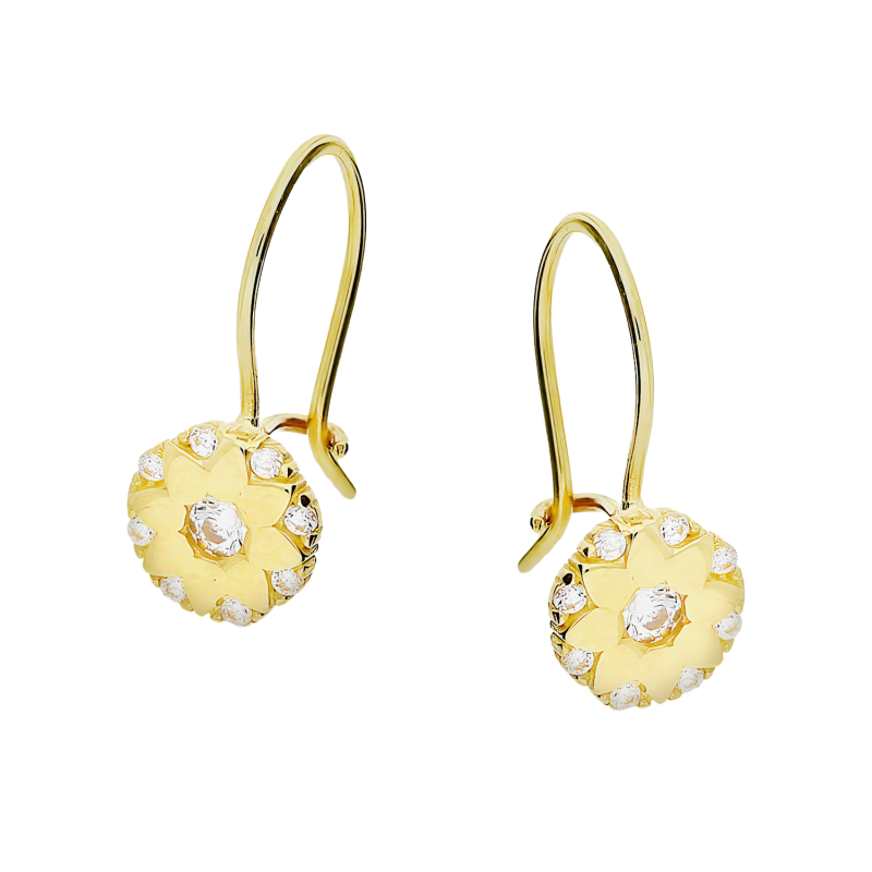 Złote Kolczyki dla Dziewczynki Kwiatek pr. 585 - JubilerSezam.pl