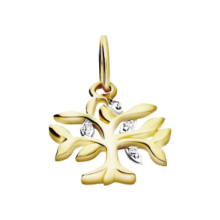 Złota zawieszka drzewko z diamentami pr. 585 - JubilerSezam.pl