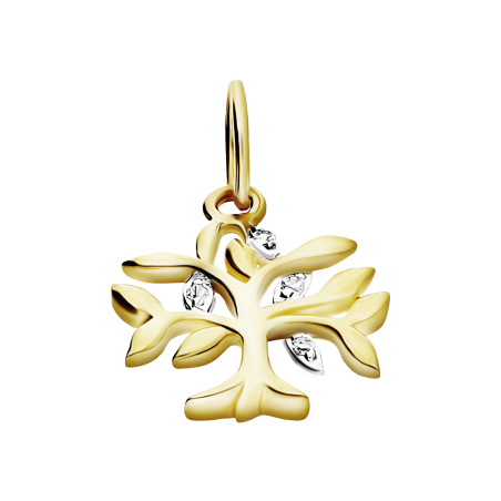 Złota zawieszka drzewko z diamentami pr. 585 - JubilerSezam.pl