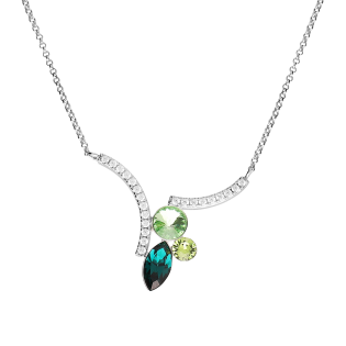 Srebrny Naszyjnik z Kryształami Swarovski Zielony - JubilerSezam.pl