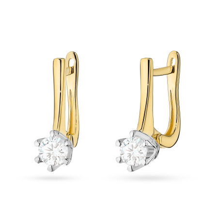 Kolczyki z diamentami 0,60 ct, zapięcie angielksie złoto 585