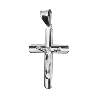 Srebrny Krzyżyk z Jezusem Fazowany - Symbol Wiary - JubilerSezam.pl