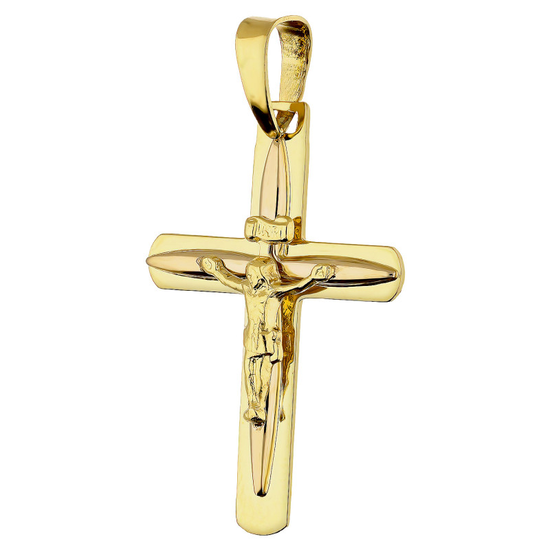 Złoty Krzyżyk z Panem Jezusem pr. 585 - JubilerSezam.pl