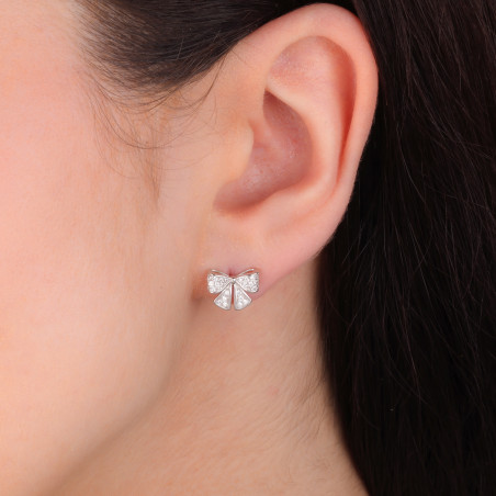 Srebrne kolczyki kokardki z cyrkoniami - JubilerSezam.pl