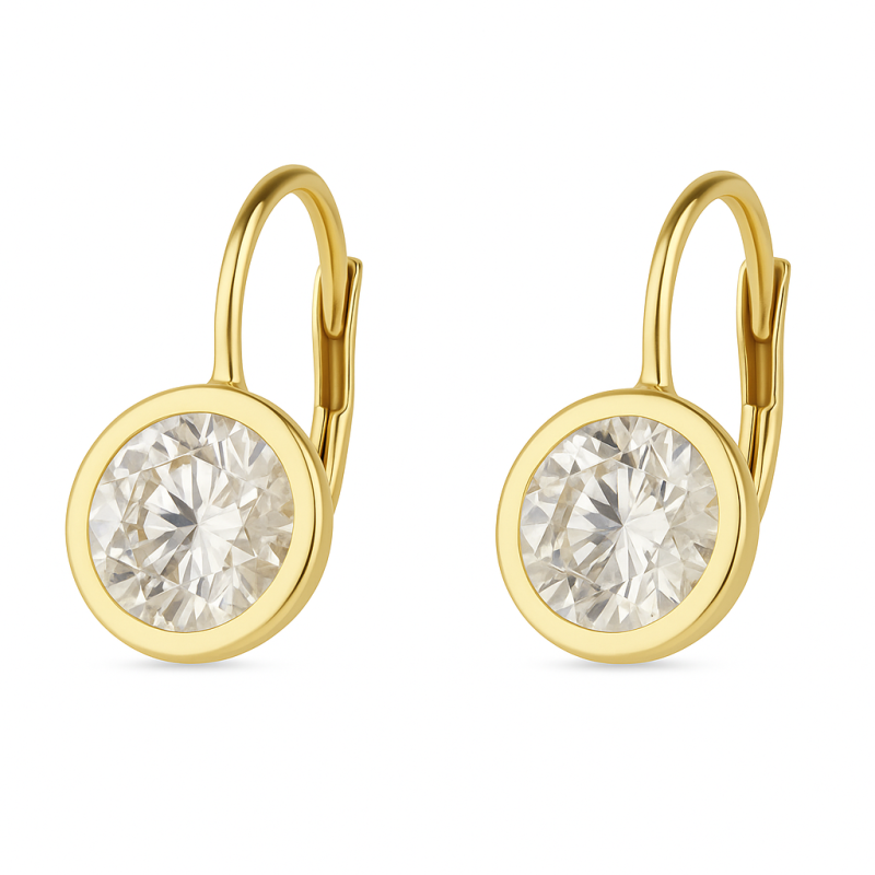 Złote kolczyki z cyrkonią 8mm - Klasyczna elegancja - JubilerSezam.pl