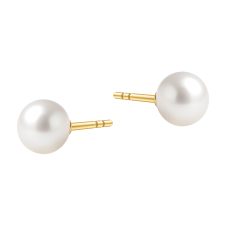 Złote Kolczyki z Perłą 8mm - Klasyczna Elegancja - JubilerSezam.pl